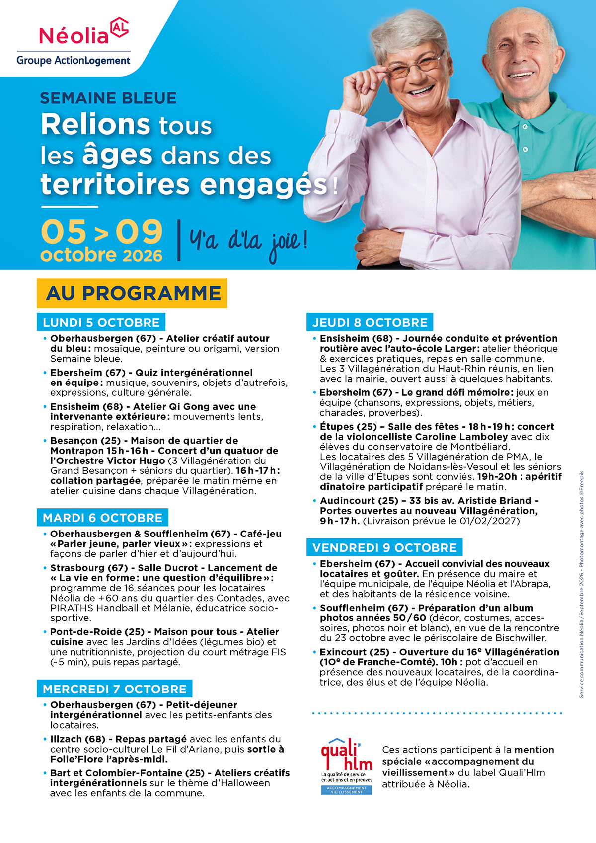 Programme semaine bleue Neolia 2026