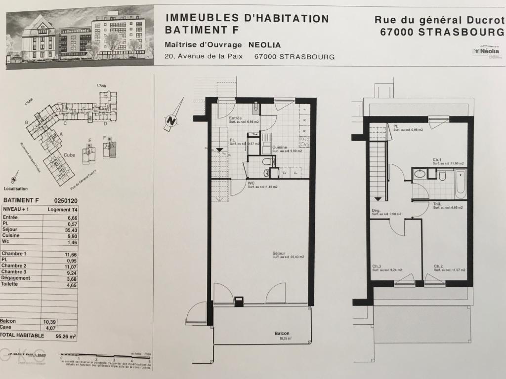 Appartement 4 pièces 95 m² · à Strasbourg · 95 m² · 1 325 €/mois